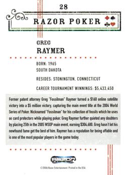 2006 Razor Poker #28 Greg Raymer Back